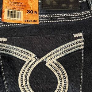 Women's True Religion Liv Straight Jeans - Dark Blue